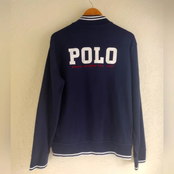 Polo Ralph Lauren Big Pony Full Zip Jersey with USA Flag Patch - Picture 6 of 6